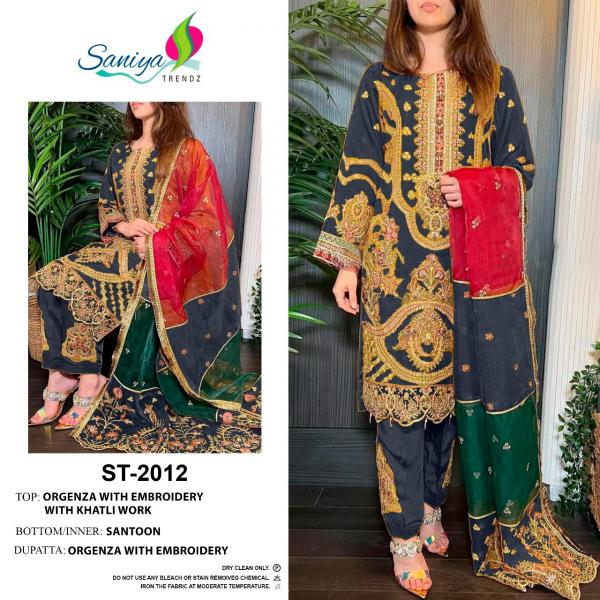 Saniya St 2012 Hit Colour Organza Designer Pakistani Suit Collection